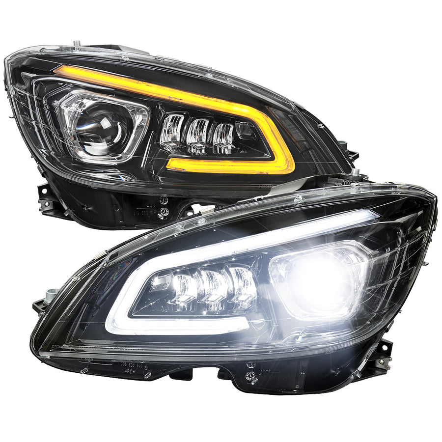 Spec-D 08-14 Mercedes C-Class W204 Headlights Sequential Black/Clear