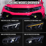 Spec-D 16-21 Honda Civic Led Projector Headlight Black/Smoke Lens