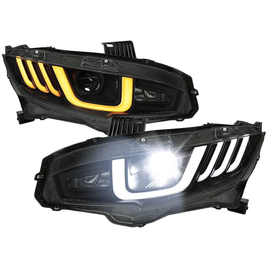 Spec-D 16-21 Honda Civic Headlights Switchback SEQ LED Black/Smoked
