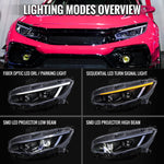 Spec-D 16-21 Honda Civic Led Projector Headlight Black