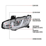 Spec-D 16-21 Honda Civic Headlights Switchback Sequential LED Chrome