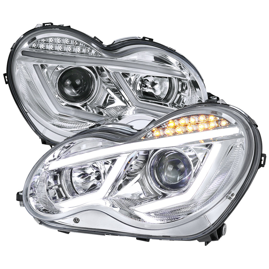 Spec-D 01-07 Mercedes C-Class W203 Projector Headlights LED Bar.