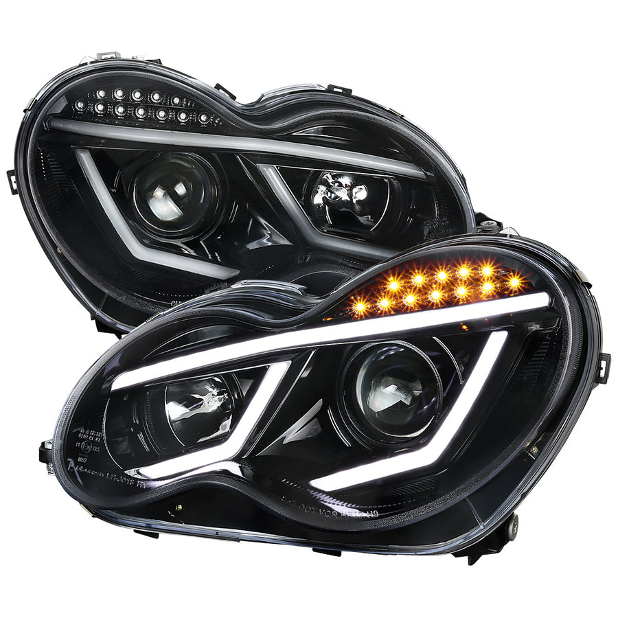 Spec-D 01-07 Benz W203 C-Class 4DR Projector Headlights LED Bar
