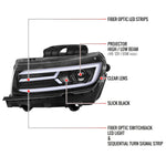 Spec-D 14-15 Chevy Camaro Sequential Headlights Jet Black