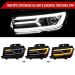 Spec-D 14-15 Chevy Camaro Headlights SEQ LED Strip Black/Smoked