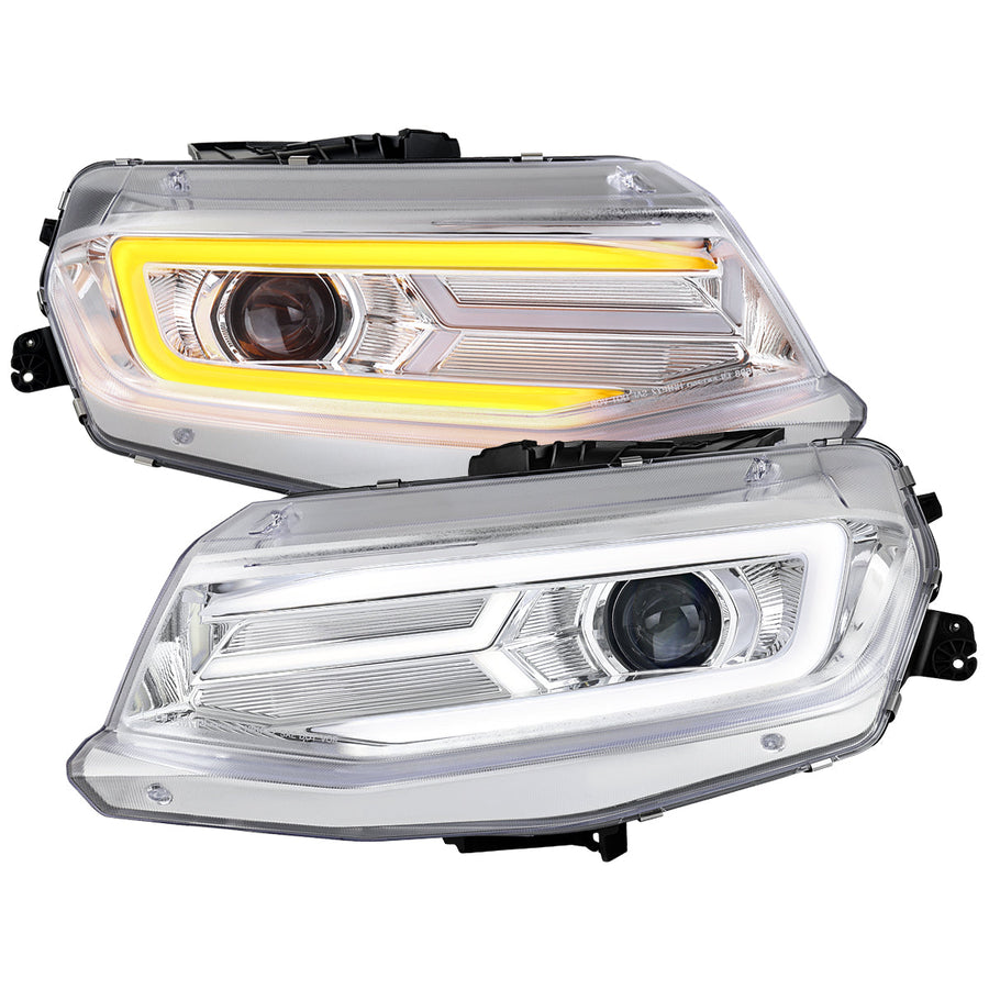 Spec-D 16-18 Chevy Camaro Sequential Projector Headlights Chrome