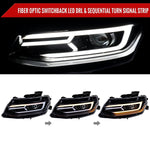 Spec-D 16-18 Chevy Camaro Headlights LED Strip Sequential Glossy Black