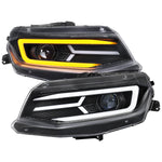 Spec-D 16-18 Chevy Camaro Headlights LED Strip Sequential Black