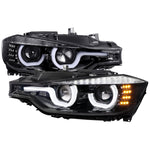 Spec-D 12-15 F30 3-Series 4DR Dual U-Bar Projector Headlights Black