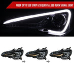 Spec-D 12-17 86 Scion FR-S Headlights LED Bar Sequential Glossy Black