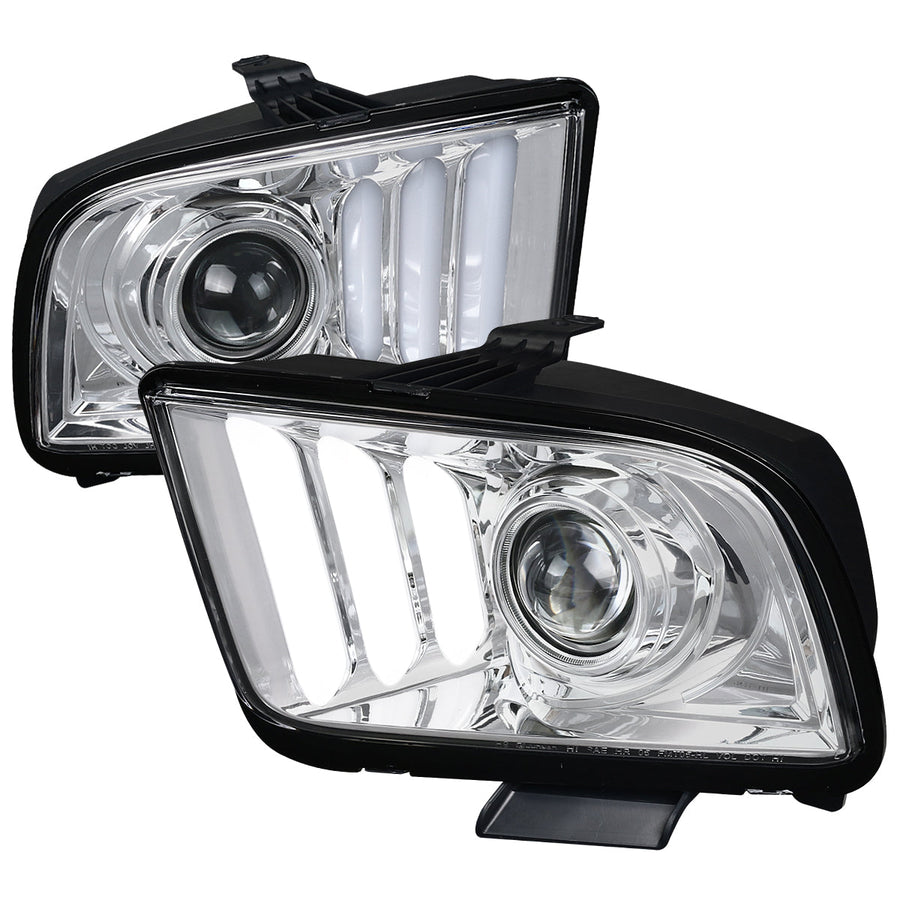 Spec-D 05-09 Ford Mustang LED Bar Projector Headlights Chrome