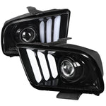Spec-D 05-09 Ford Mustang LED Bar Projector Headlights Jet Black