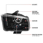 Spec-D 05-09 Ford Mustang Halo Projector Headlights Black