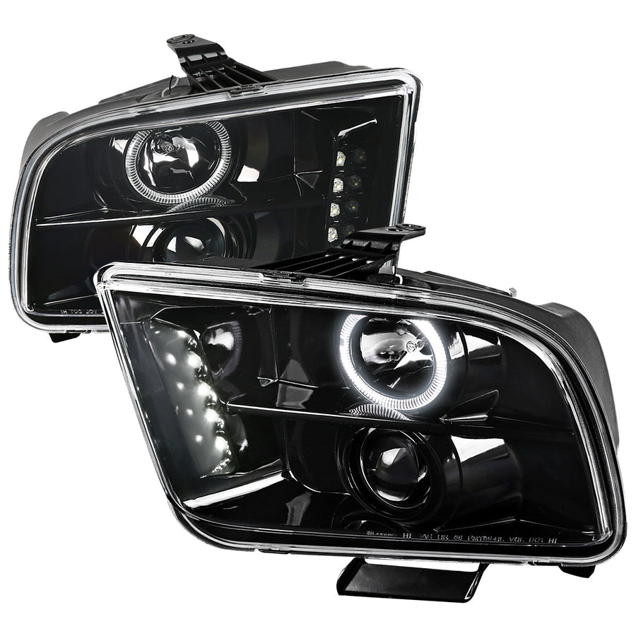 Spec-D 05-09 Ford Mustang Halo Projector Headlights Black