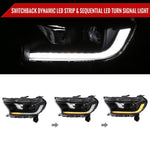 Spec-D 19-22 Ford Ranger SEQ LED Bar Projector Headlights Black