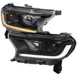 Spec-D 19-22 Ford Ranger SEQ LED Bar Projector Headlights Black