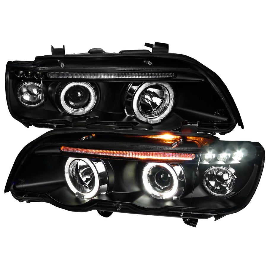Spec-D 01-03 BMW E53 X5 Halo Projector Headlights Black