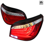 Spec-D 08-10 BMW E60 525i 530i 535i 550i LED Chrom Tail Lights Red Clear Lens
