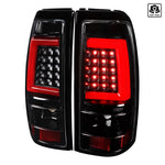 Spec-D 99-02 Chevrolet Silverado Red LED Bar Tail Lights Black Clear