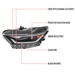Spec-D 18-20 Mustang Shelby Projector Headlights Black OEM HID