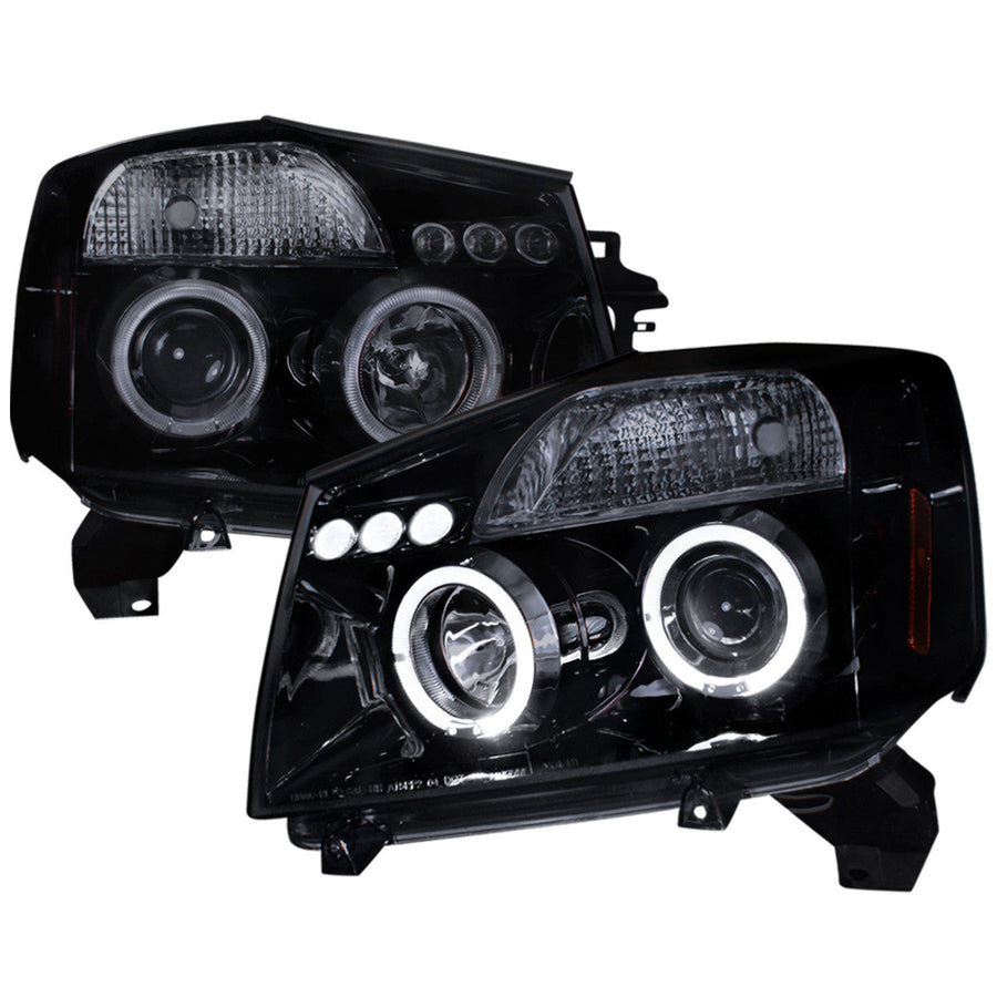 Spec-D 04-15 Nissan Titan Halo Projector Headlights Black/Smoked