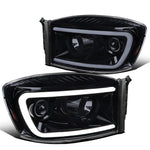 Spec-D 06-08 Dodge Ram LED Bar Pro Headlights Black Smoked