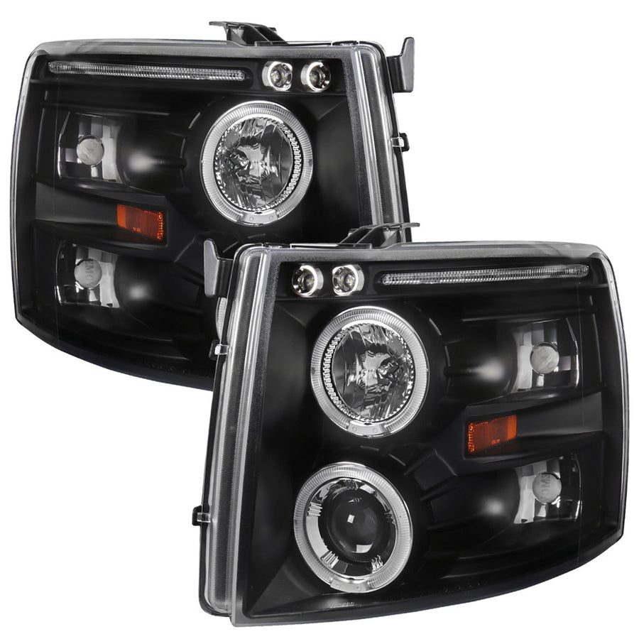 Spec-D 07-13 Chevy Silverado 1500 Halo Projector Headlights Black