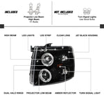 Spec-D 07-14 Silverado Dual Halo Projector Headlights Black