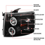 Spec-D 07-13 Chevy Silverado 1500 Halo Projector Headlights Black