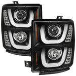 Spec-D 14-15 Silverado U-Bar LED Projector Headlights Black