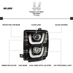 Spec-D 14-15 Silverado U-Bar LED Projector Headlights Black