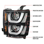 Spec-D 14-15 Silverado U-Bar LED Projector Headlights Black
