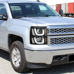 Spec-D 14-15 Silverado U-Bar LED Projector Headlights Black