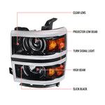 Spec-D 14-15 Silverado 1500 Projector Headlights BlackClear