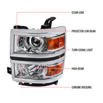Spec-D 14-15 Silverado 1500 Projector Headlights Chrome/Clear
