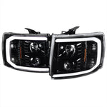 Spec-D 07-13 Silverado 2500HD/3500HD C-Bar Headlights Jet Black/Clear