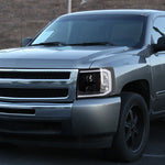Spec-D 07-14 Chevy Silverado LED Bar Proj Headlights Black
