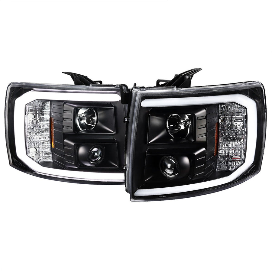 Spec-D 07-14 Chevy Silverado LED Bar Proj Headlights Black