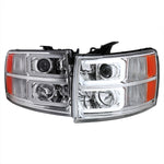 Spec-D 07-14 Silverado 2500HD 3500HD Headlights LED Bar Chrome