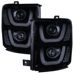 Spec-D 14-15 Silverado Projector Headlights U-Bar LED Black Smoke