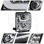 Spec-D 14-16 Silverado U-Bar LED Projector Headlights Chrome