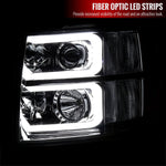 Spec-D 07-13 Silverado Pro Headlights LED Bar Chrome Smoked