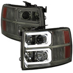 Spec-D 07-13 Silverado Pro Headlights LED Bar Chrome Smoked