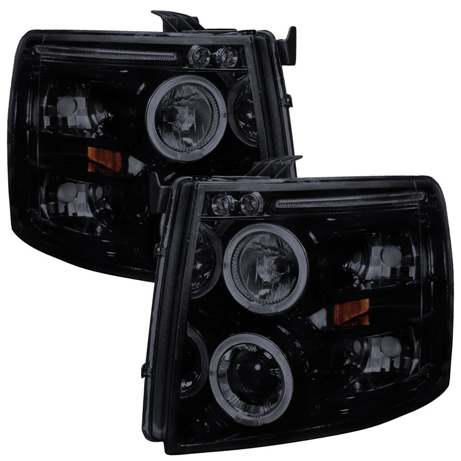 Spec-D 07-13 Silverado Halo Projector Headlights Smoked