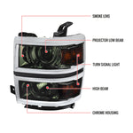 Spec-D 14-15 Chevy Silverado 1500 Projector Headlights Smoked