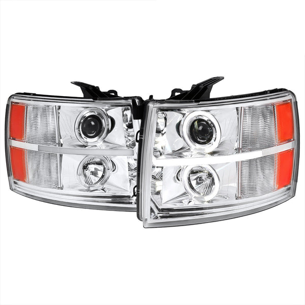 Spec-D 07-13 Silverado 2500HD 3500HD LED Bar Headlights Black/Clear