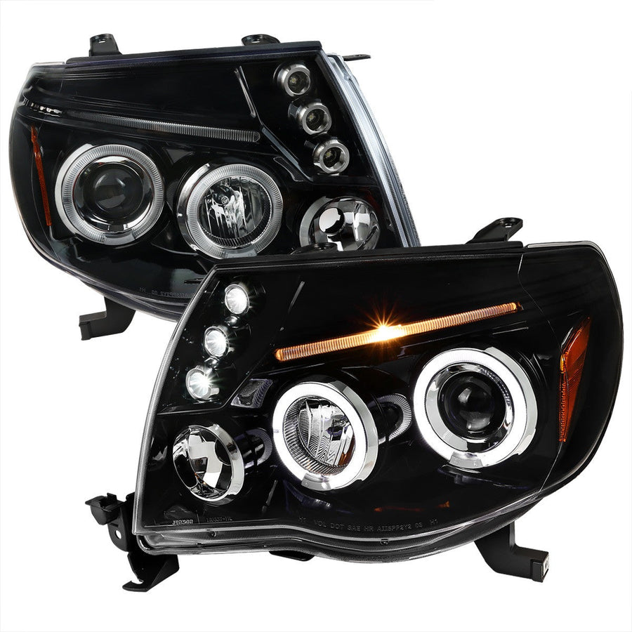 Spec-D 05-11 Toyota Tacoma Halo Projector Headlights Jet Black