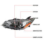 Spec-D 15-17 Toyota Camry Headlights Projector Gunmetal Clear Amber