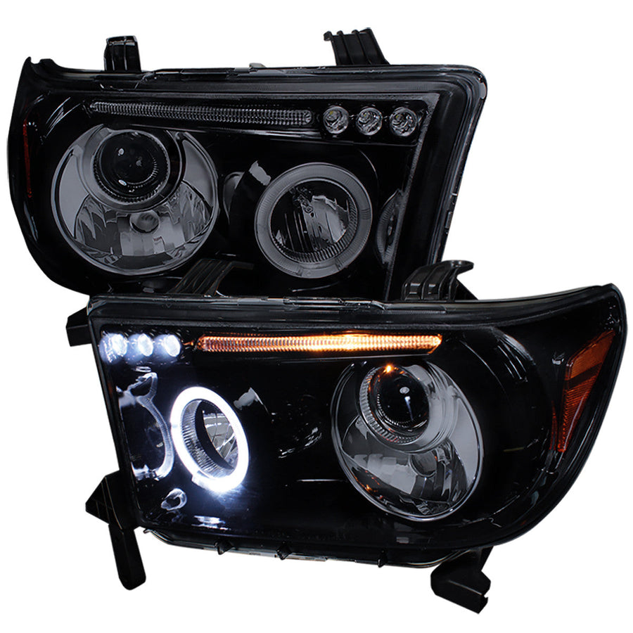 Spec-D 07-13 Tundra Projector Headlights LED Strip Black/Smoked