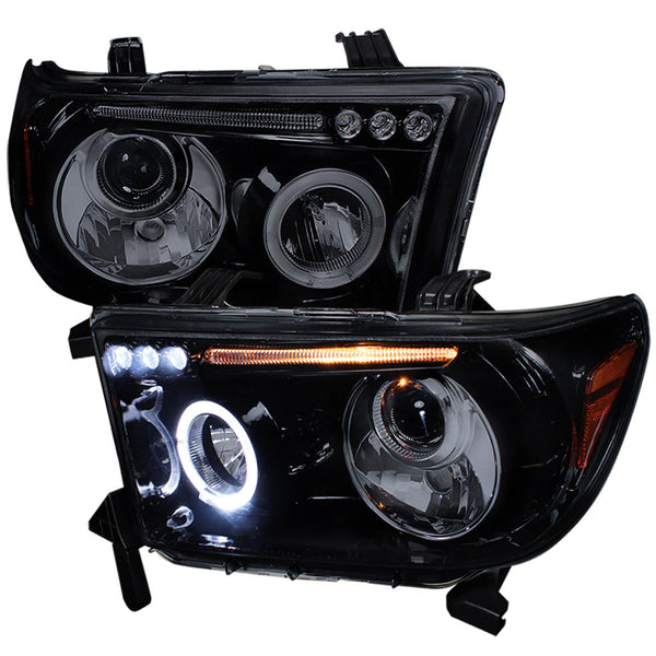 Spec-D 07-13 Tundra Projector Headlights LED Strip Black/Smoked